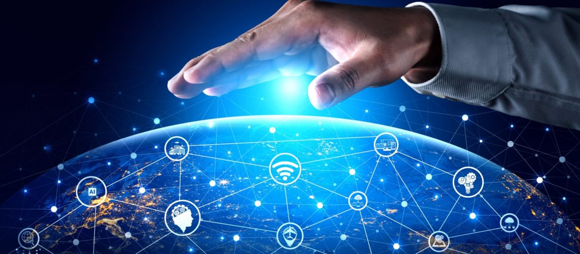 5G Communication Technology Wireless Internet Network for Global Business Growth, Social Media, Digital E-commerce and Entertainment Home Use.